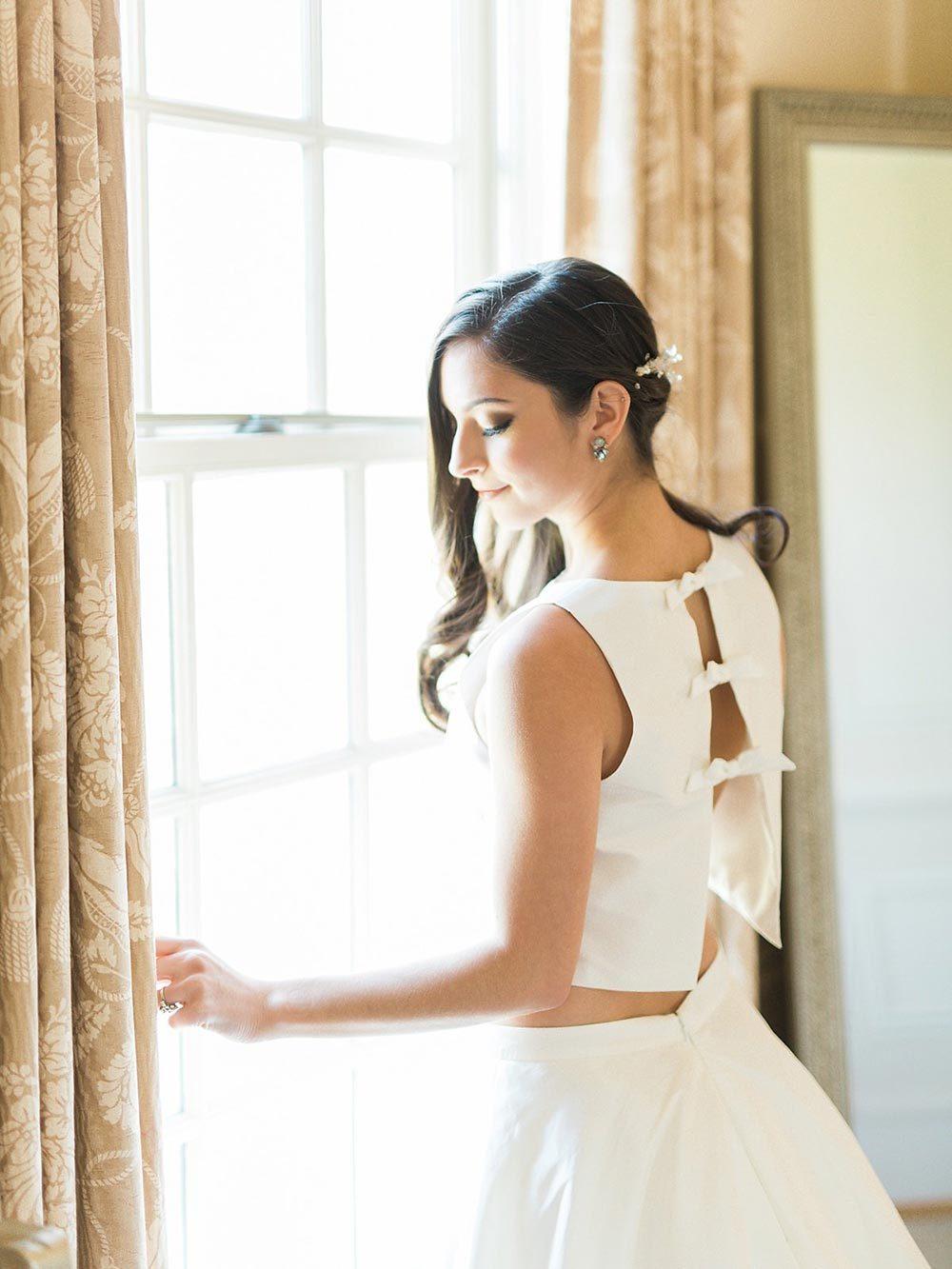 two piece bridal gown with side curls