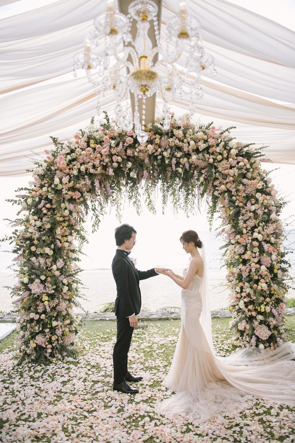 Pastel Pink Floral Wedding Altar Arch