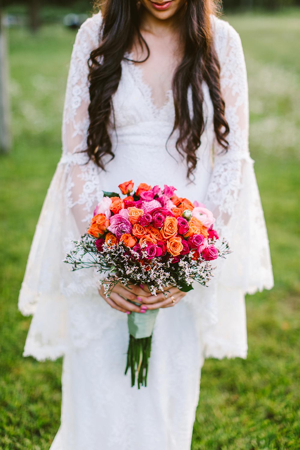 pink and orange bridal bouquet